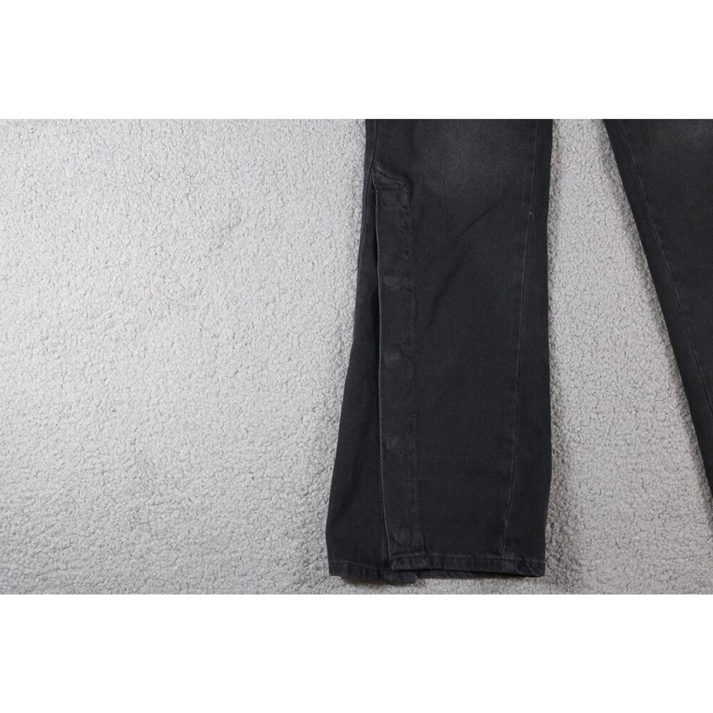 Free People We The Free Jeans 27 Black Bell Bottoms Flared Snap Button Trim - Picture 6 of 9